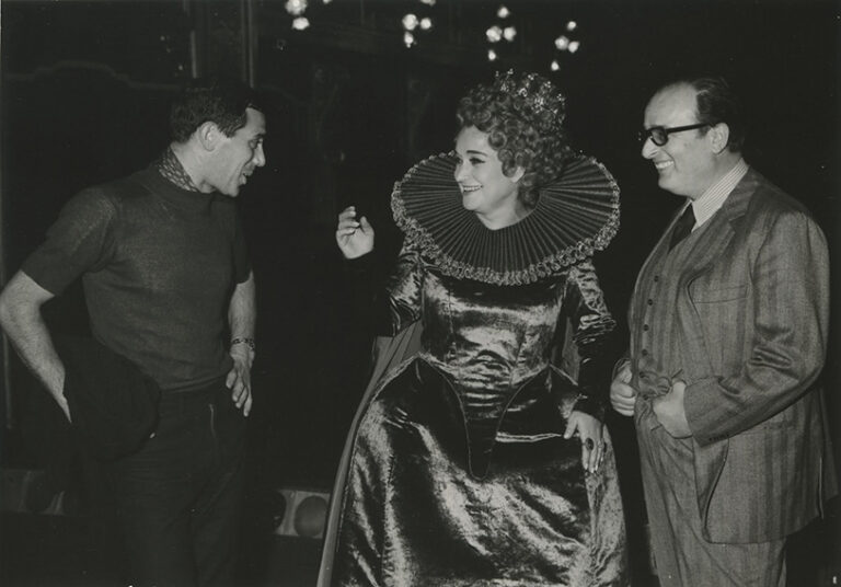 Gaetano Pompa, Leyla Gencer e Mauro Bolognini, Teatro Massimo, Palermo, 1971