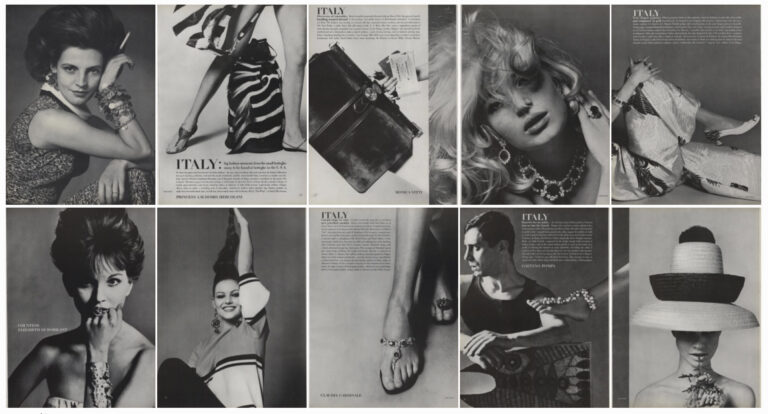 Italy: Big Fashion Moments from the Small Botteghe, Many to be Found at Botteghe in the U.S.A., ph. Karen Radkai, modelli: Princess Laudomia Hercolani, Monica Vitti, Countess Elizabeth di Robilant, Claudia Cardinale, Gaetano Pompa